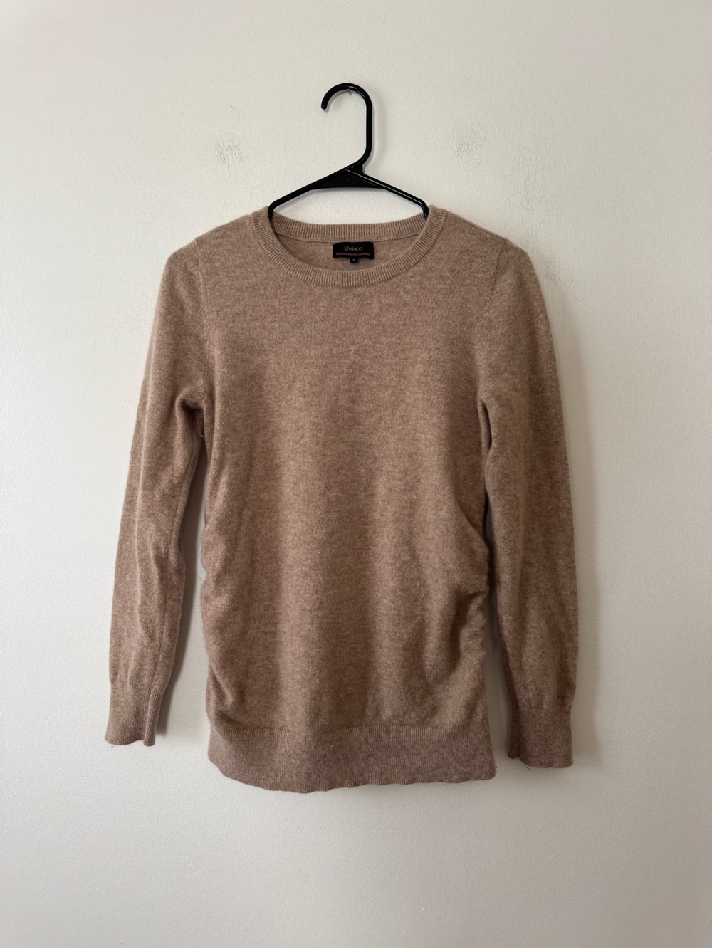 Quince Mongolian 100% Cashmere Crewneck Sweater Ruched Side